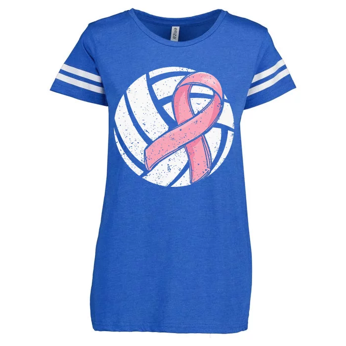 Volleyball Ribbon Breast Cancer Awareness Sport Lover Enza Ladies Jersey Football T-Shirt