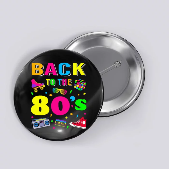 Vintage Retro Back To 80's Graphic Design Button