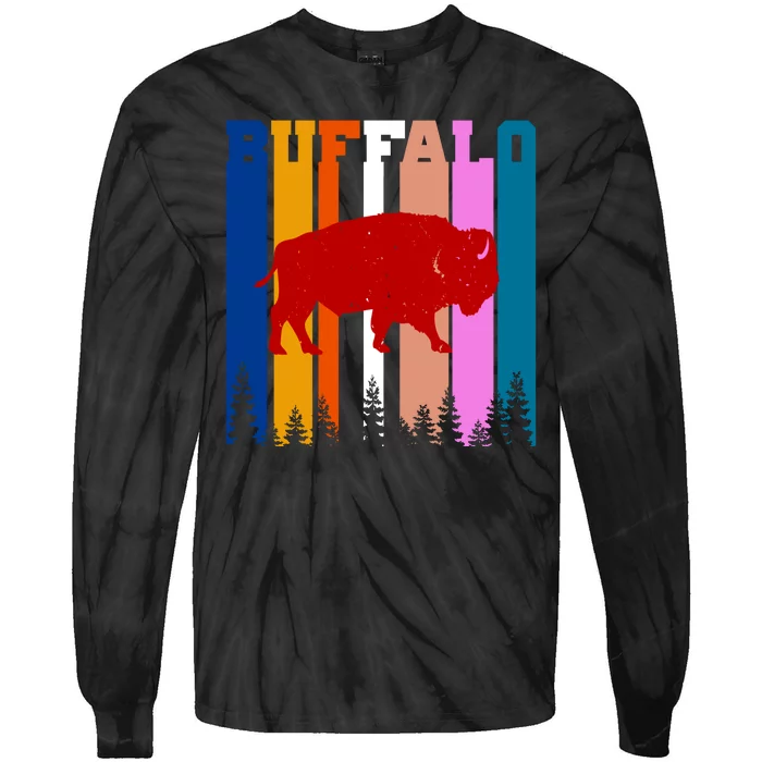 Vintage Retro Buffalo Tie-Dye Long Sleeve Shirt