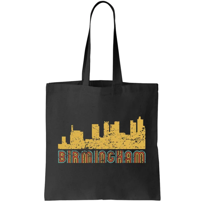 Vintage Retro Birmingham Alabama Skyline Tote Bag