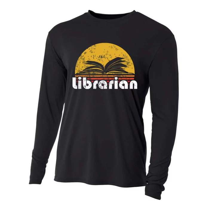 Vintage Reading Book Librarian Retro Sunset Gift Cooling Performance Long Sleeve Crew