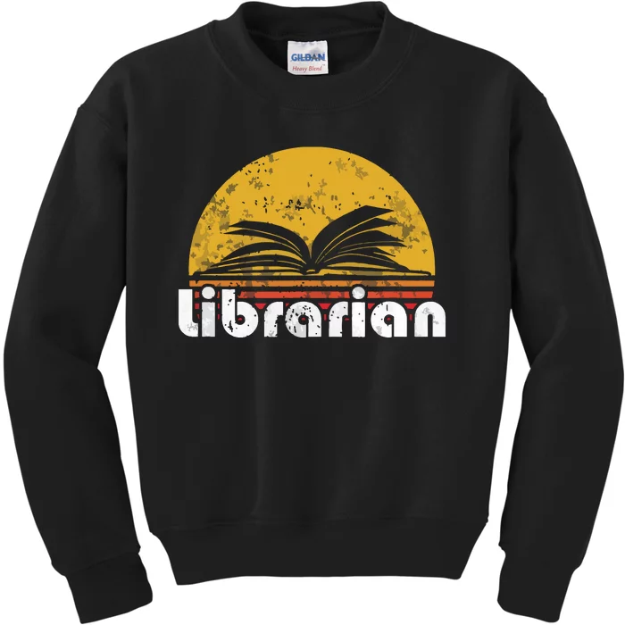 Vintage Reading Book Librarian Retro Sunset Gift Kids Sweatshirt