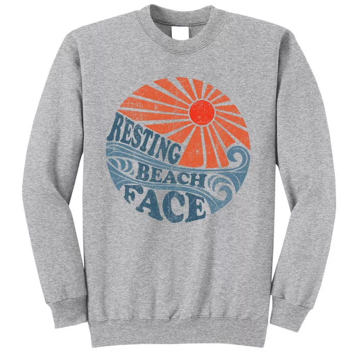 Vintage Resting Beach Face Funny Retro 70's Vacation Tall Sweatshirt