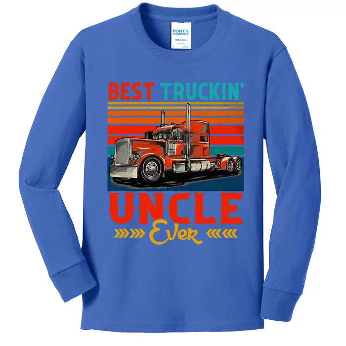 Vintage Retro Best Truckin Uncle Ever Kids Long Sleeve Shirt