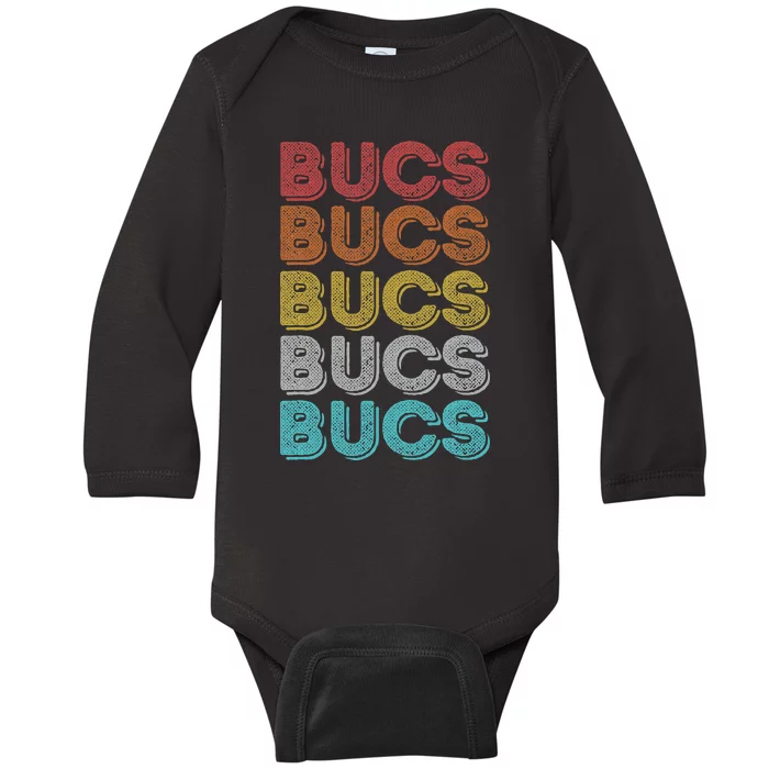 Vintage Retro Bucs Baby Long Sleeve Bodysuit