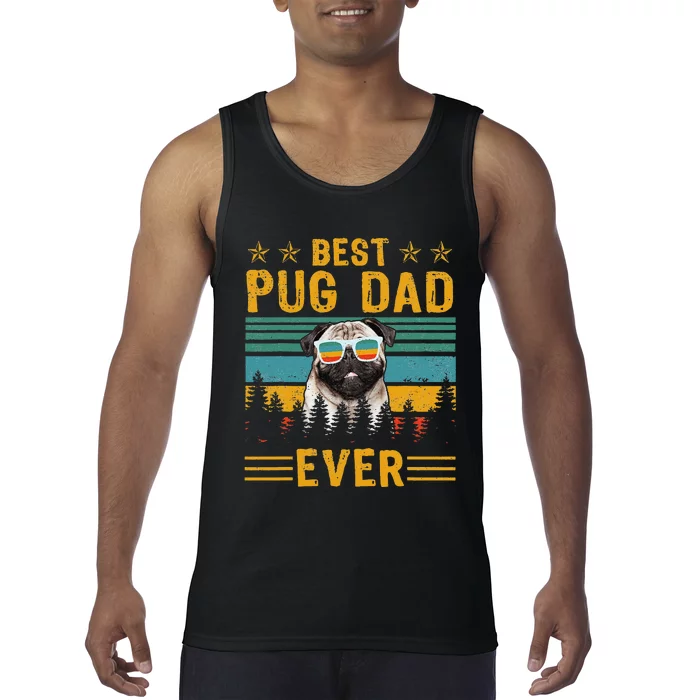 Vintage Retro Best Pug Dad Ever Dog Lover Father's Day Tank Top