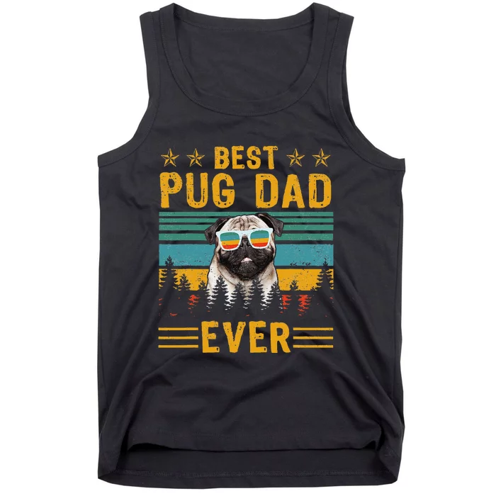 Vintage Retro Best Pug Dad Ever Dog Lover Father's Day Tank Top