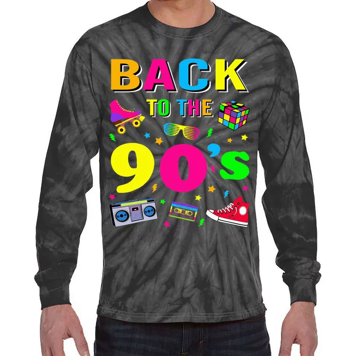 Vintage Retro Back To 90's Graphic Design Tie-Dye Long Sleeve Shirt