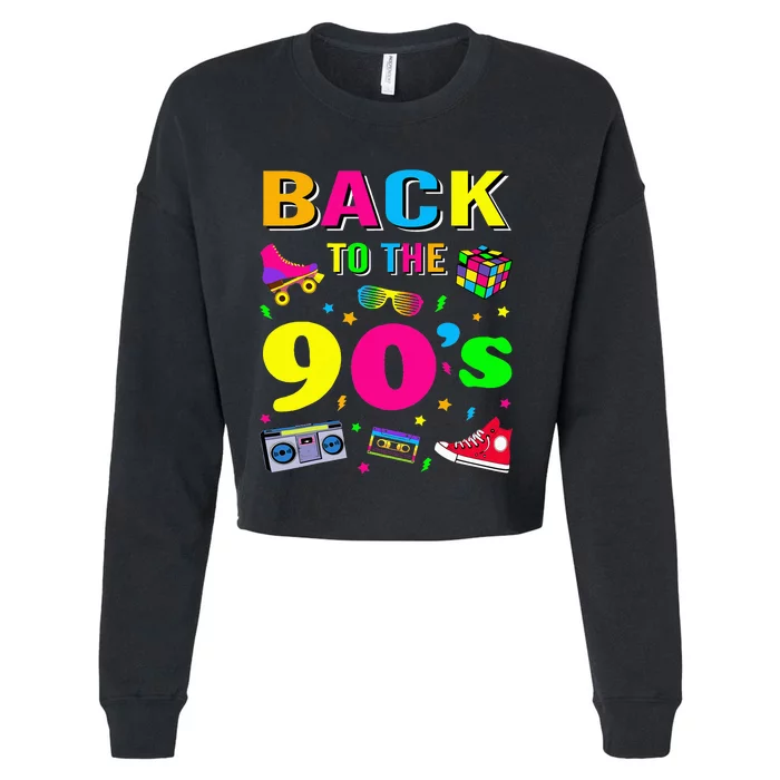 Vintage Retro Back To 90's Graphic Design Cropped Pullover Crew