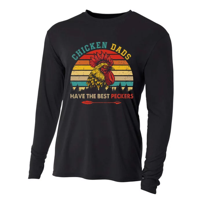 Vintage Retro Chicken Dads Have The Best Peckers Farmer Cooling Performance Long Sleeve Crew