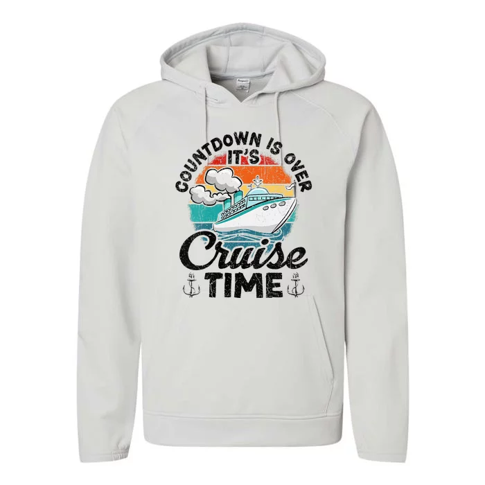 Vintage Retro Countdown Is Over Its Cruise Time Performance Fleece Hoodie