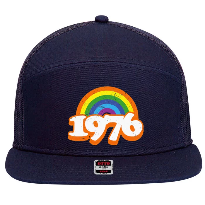 Vintage Rainbow College High School Class Of 76 1976 Reunion 7 Panel Mesh Trucker Snapback Hat