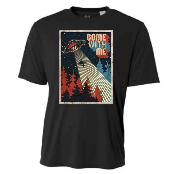 Vintage Retro Come With Me UFO Poster Cooling Performance Crew T-Shirt