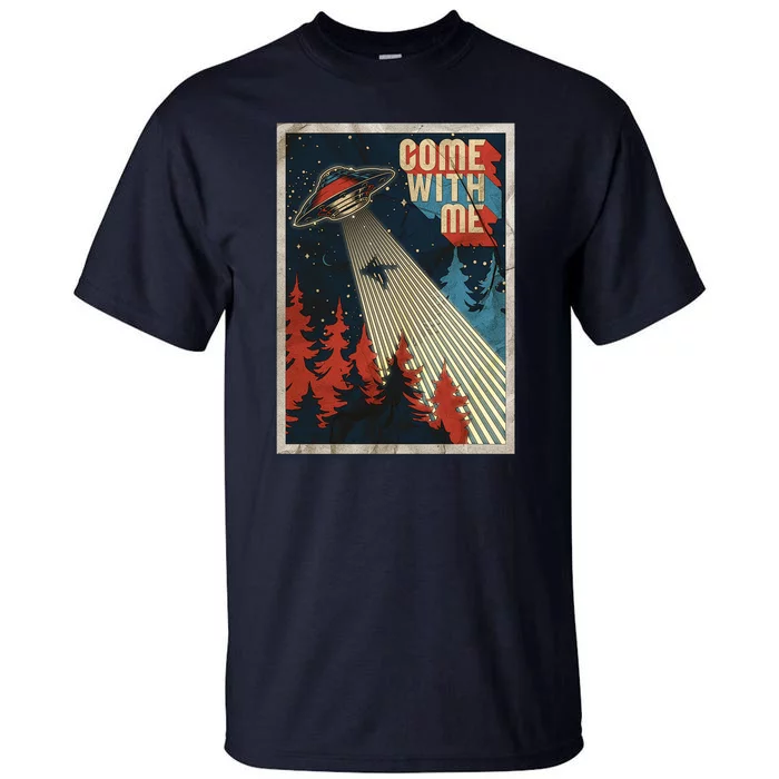 Vintage Retro Come With Me UFO Poster Tall T-Shirt