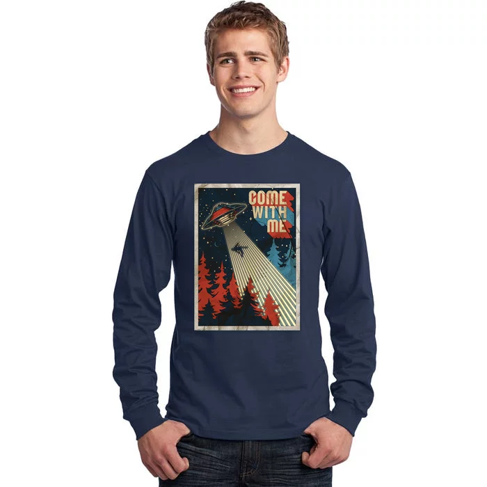 Vintage Retro Come With Me UFO Poster Tall Long Sleeve T-Shirt