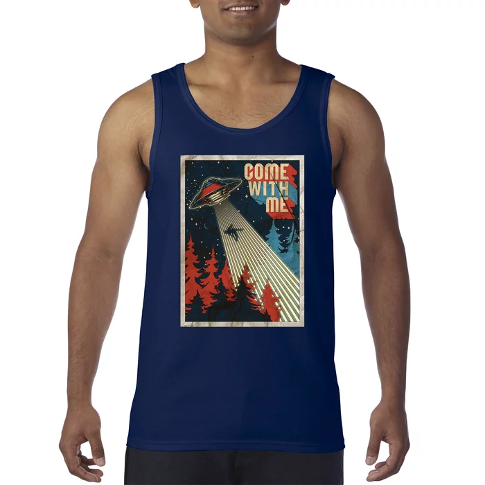 Vintage Retro Come With Me UFO Poster Tank Top