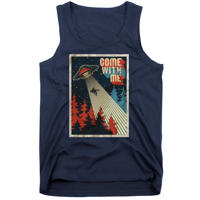 Vintage Retro Come With Me UFO Poster Tank Top