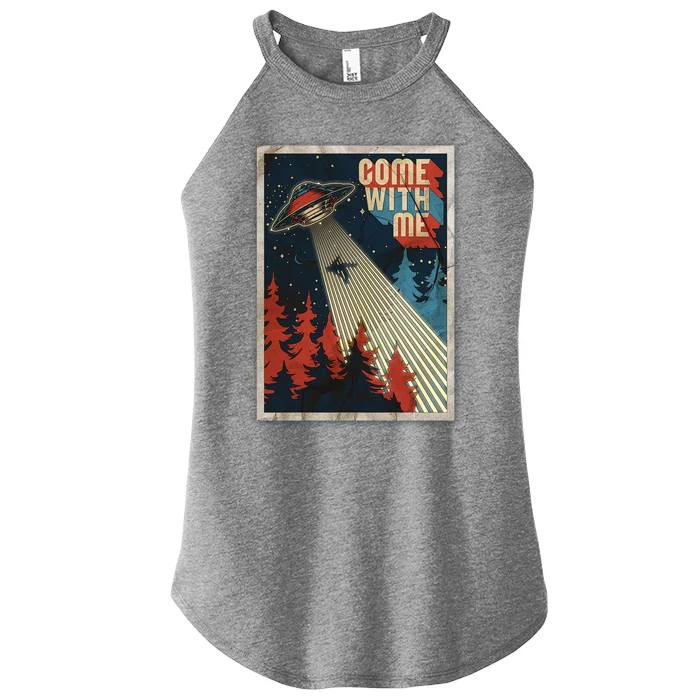 Vintage Retro Come With Me UFO Poster Women’s Perfect Tri Rocker Tank