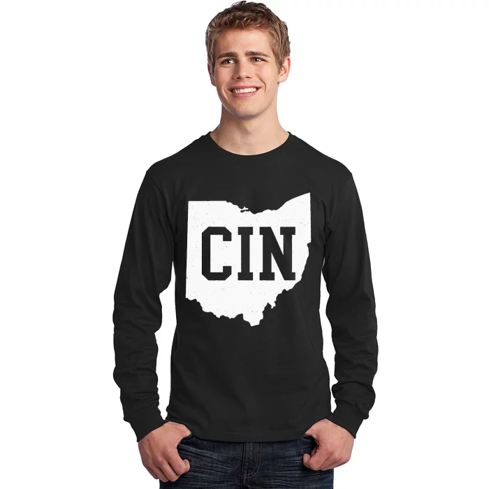 Vintage Retro CIN Cincinnati Ohio Travel Style Long Sleeve Shirt