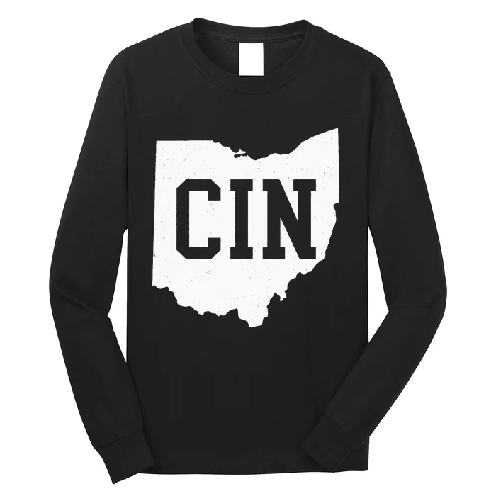 Vintage Retro CIN Cincinnati Ohio Travel Style Long Sleeve Shirt