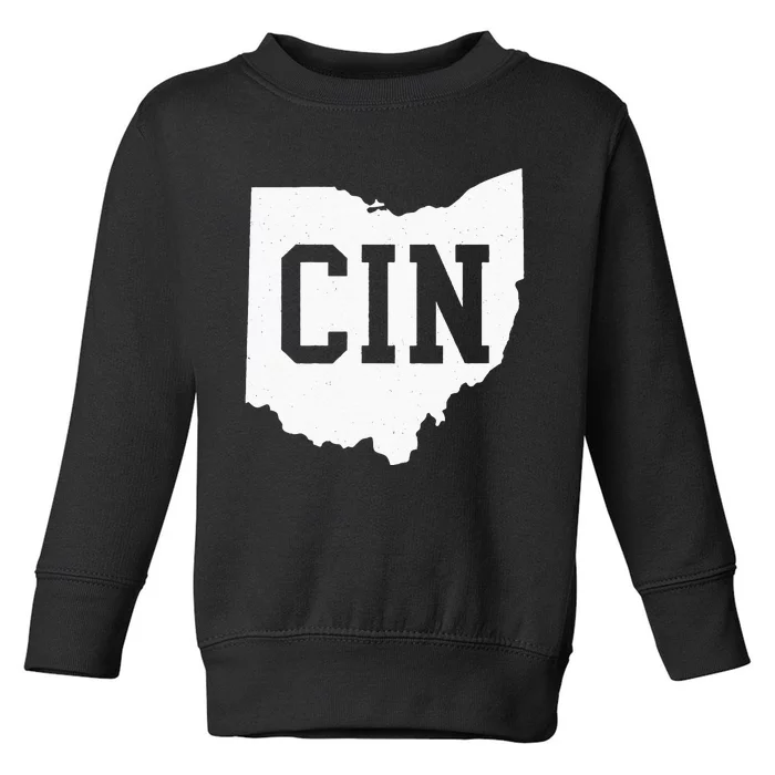 Vintage Retro CIN Cincinnati Ohio Travel Style Toddler Sweatshirt