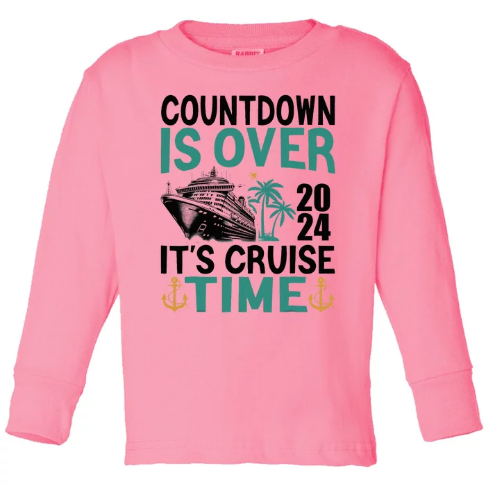 Vintage Retro Countdown Is Over ItS Cruise Time Cruise Boat Toddler Long Sleeve Shirt