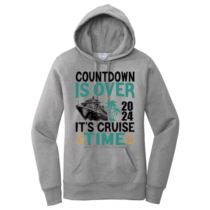 Vintage Retro Countdown Is Over ItS Cruise Time Cruise Boat Women's Pullover Hoodie