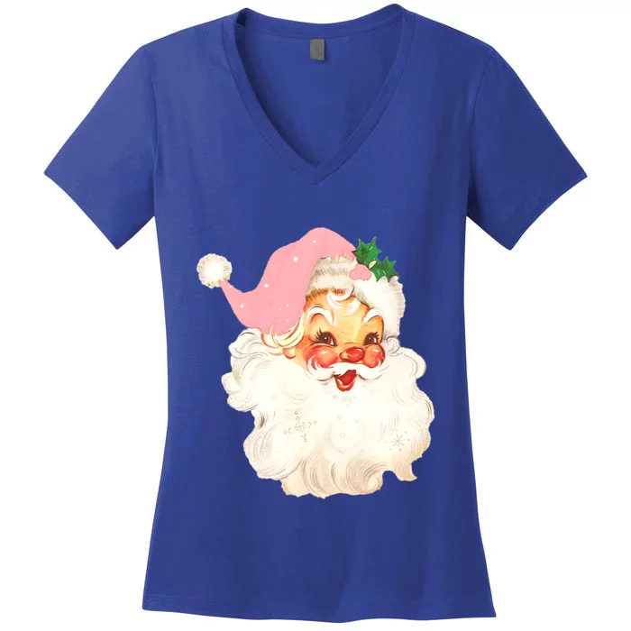 Vintage Retro Christmas Santa Claus Gift Gift Women's V-Neck T-Shirt