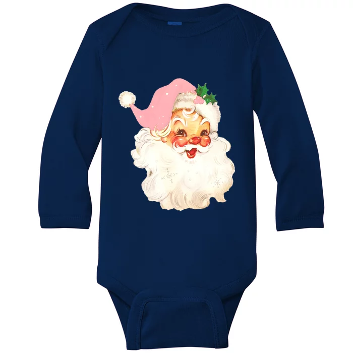 Vintage Retro Christmas Santa Claus Gift Gift Baby Long Sleeve Bodysuit