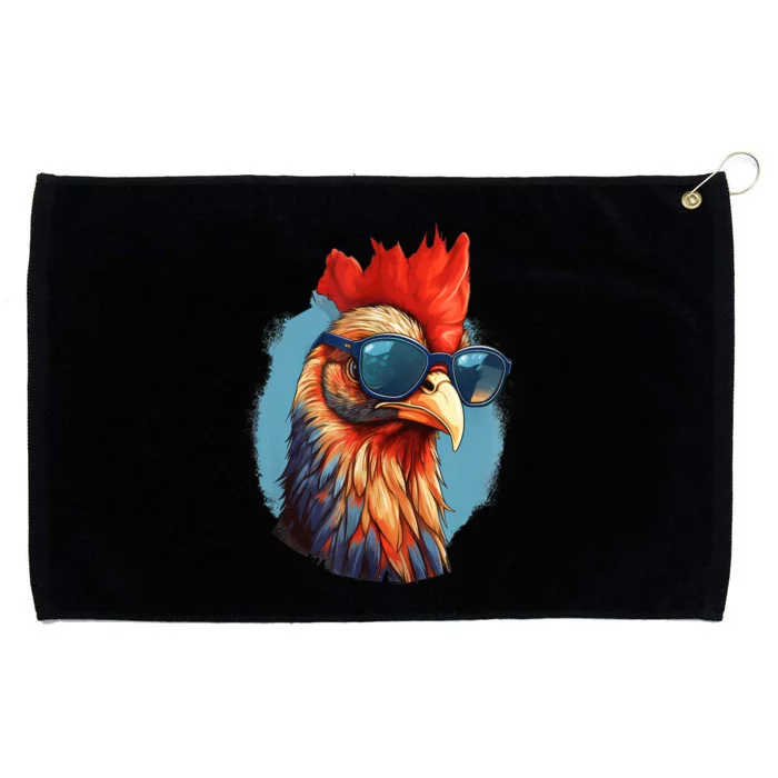 Vintage Rooster Chicken Sunglasses Grommeted Golf Towel