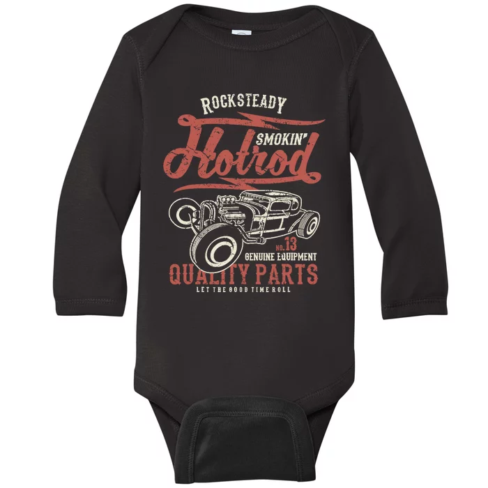 Vintage Rockabilly Classic Muscle Car Show Hotrod Ratrod Baby Long Sleeve Bodysuit