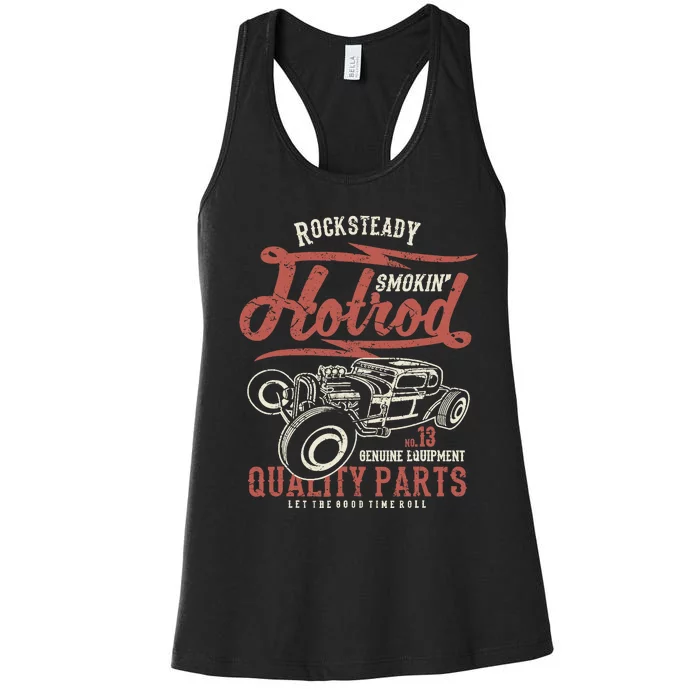 Vintage Rockabilly Classic Muscle Car Show Hotrod Ratrod Women's Racerback Tank