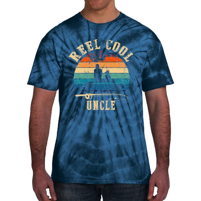 Vintage Reel Cool Uncle Fish Fishing Father's Day Tie-Dye T-Shirt