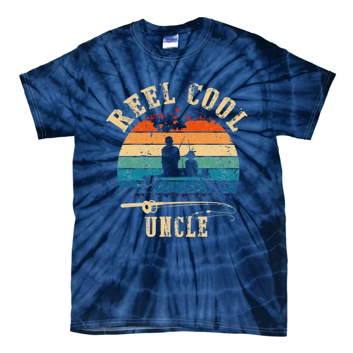 Vintage Reel Cool Uncle Fish Fishing Father's Day Tie-Dye T-Shirt