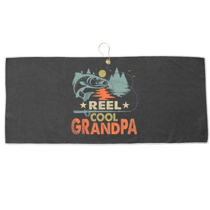 Vintage Reel Cool Grandpa Fishing Lover Gift For Dad Large Microfiber Waffle Golf Towel