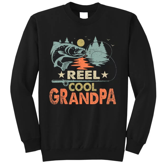 Vintage Reel Cool Grandpa Fishing Lover Gift For Dad Tall Sweatshirt