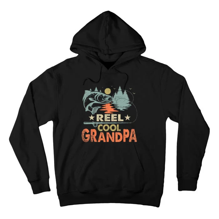 Vintage Reel Cool Grandpa Fishing Lover Gift For Dad Tall Hoodie