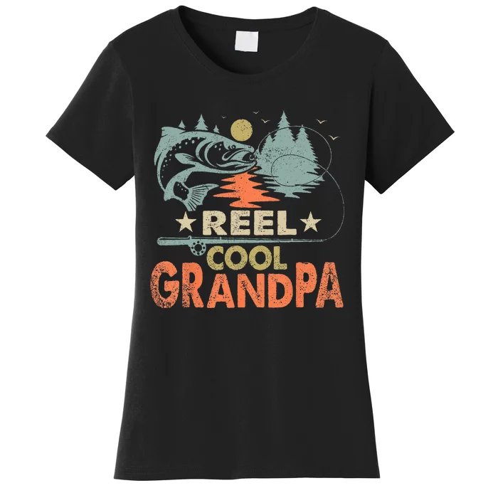 Vintage Reel Cool Grandpa Fishing Lover Gift For Dad Women's T-Shirt