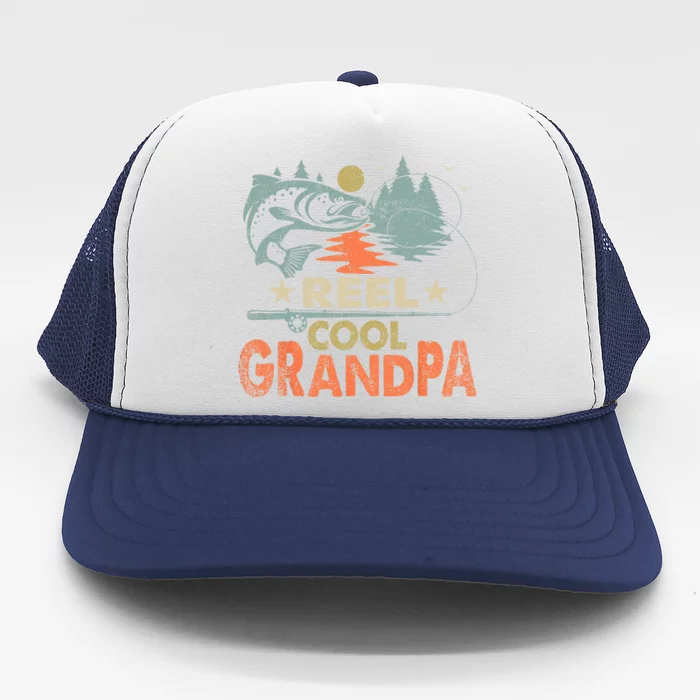 Vintage Reel Cool Grandpa Fishing Lover Gift For Dad Trucker Hat