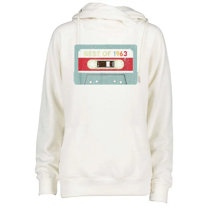 Vintage Retro Cassette Tape Best Of 1963 60th Birthday Gift Womens Funnel Neck Pullover Hood