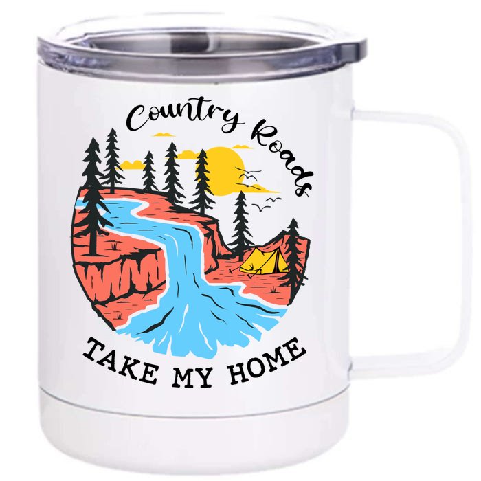 Vintage Retro Country Roads Take Me Home Outdoor Adventure Gift Front & Back 12oz Stainless Steel Tumbler Cup