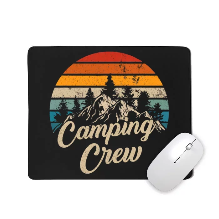 Vintage Retro Camping Crew Family Friends Matching Mousepad