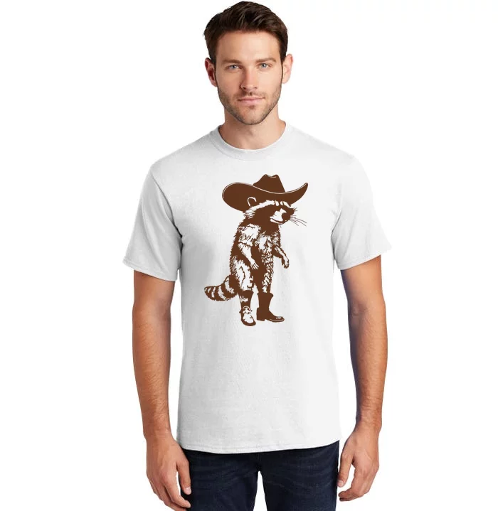 Vintage Raccoon Cowboy Cowgirl Trash Panda Western Country Tall T-Shirt