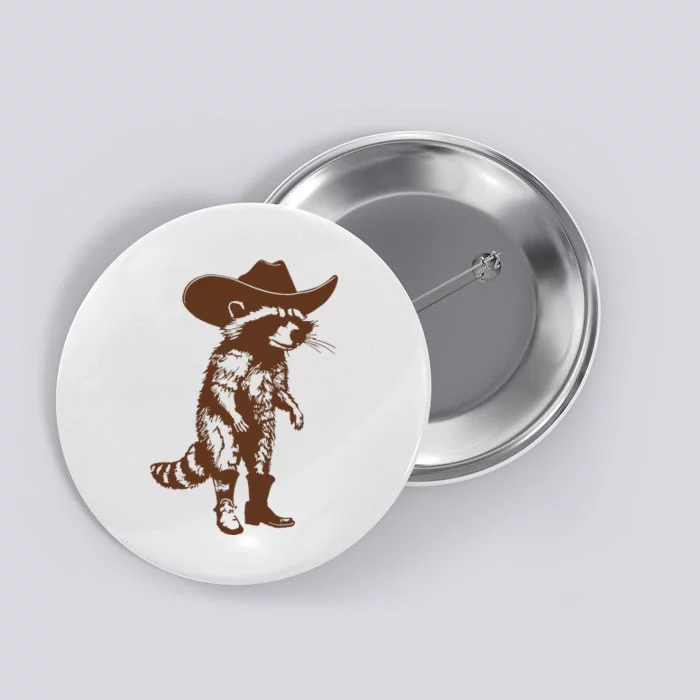 Vintage Raccoon Cowboy Cowgirl Trash Panda Western Country Button