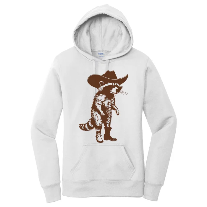 Vintage Raccoon Cowboy Cowgirl Trash Panda Western Country Women's Pullover Hoodie