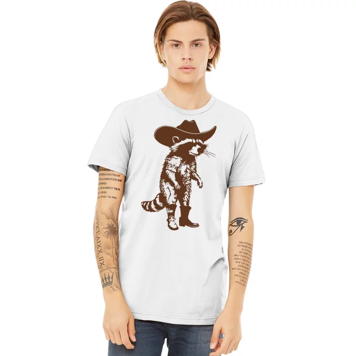 Vintage Raccoon Cowboy Cowgirl Trash Panda Western Country Premium T-Shirt