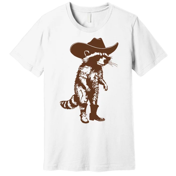 Vintage Raccoon Cowboy Cowgirl Trash Panda Western Country Premium T-Shirt