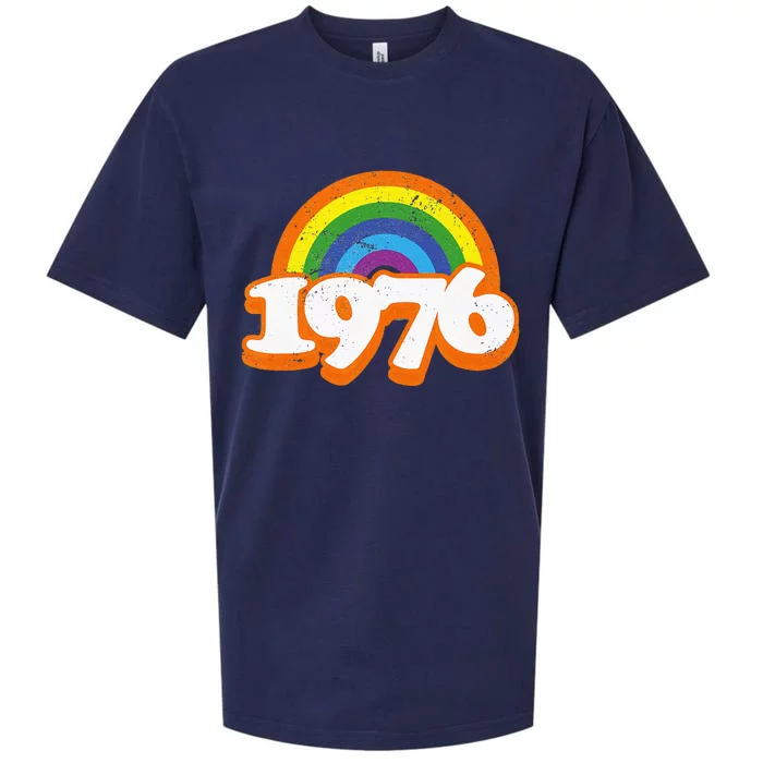 Vintage Rainbow College High School Class Of 76 1976 Reunion Sueded Cloud Jersey T-Shirt