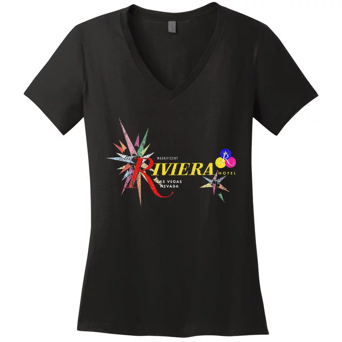 Vintage Riviera Casino Las Vegas Women's V-Neck T-Shirt