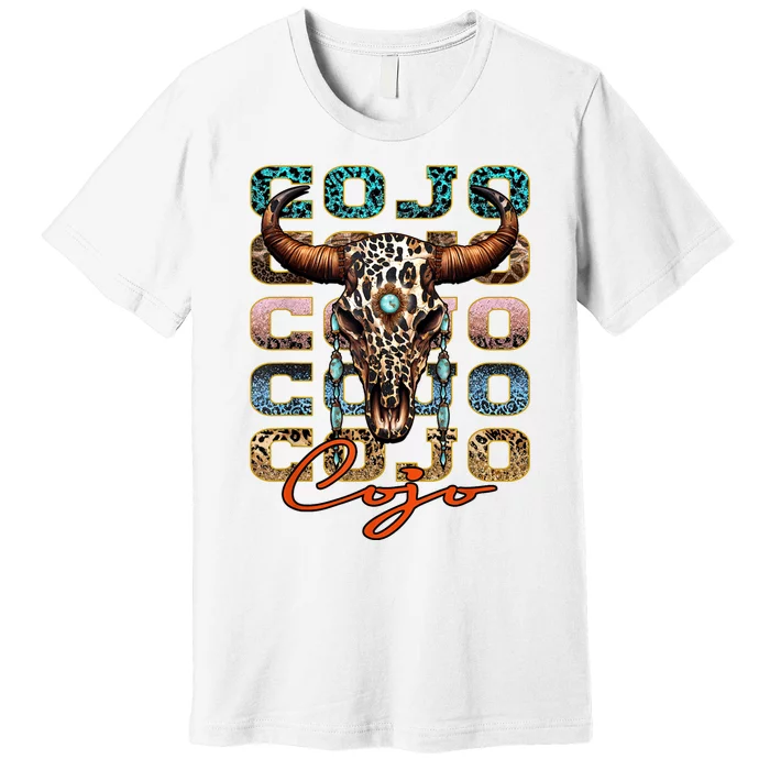 Vintage Rodeo Cojo Western Deserts Bullskull Cowhide Cojo Premium T-Shirt